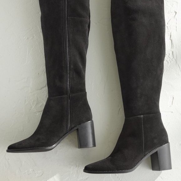 Seychelles Black Suede Over the Knee Boot size 10 New in Box Block Heel - Picture 6 of 15